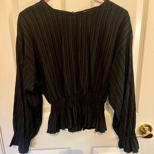 Lush Black Pleated Blouse